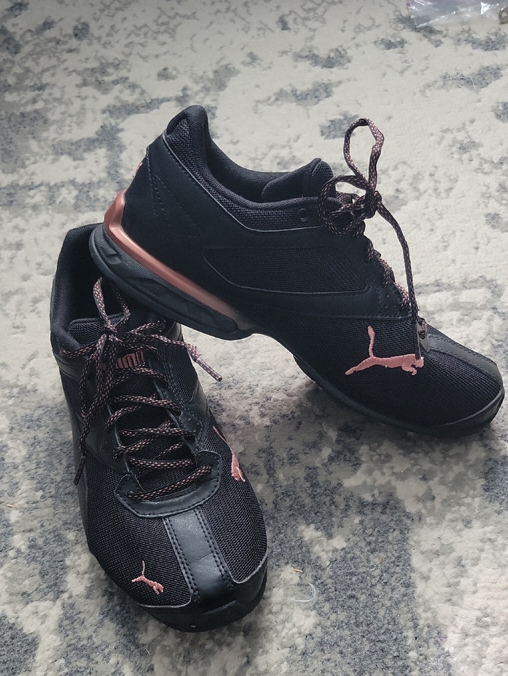 Puma Black Athletic Shoes with Pink Accents